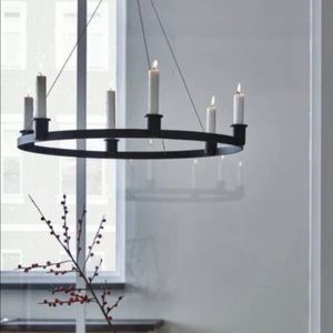 IKEA Varmer Black Cast Iron Candelabra Chandelier Candolier